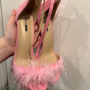 Fashion Nova Pink Feathered Heels